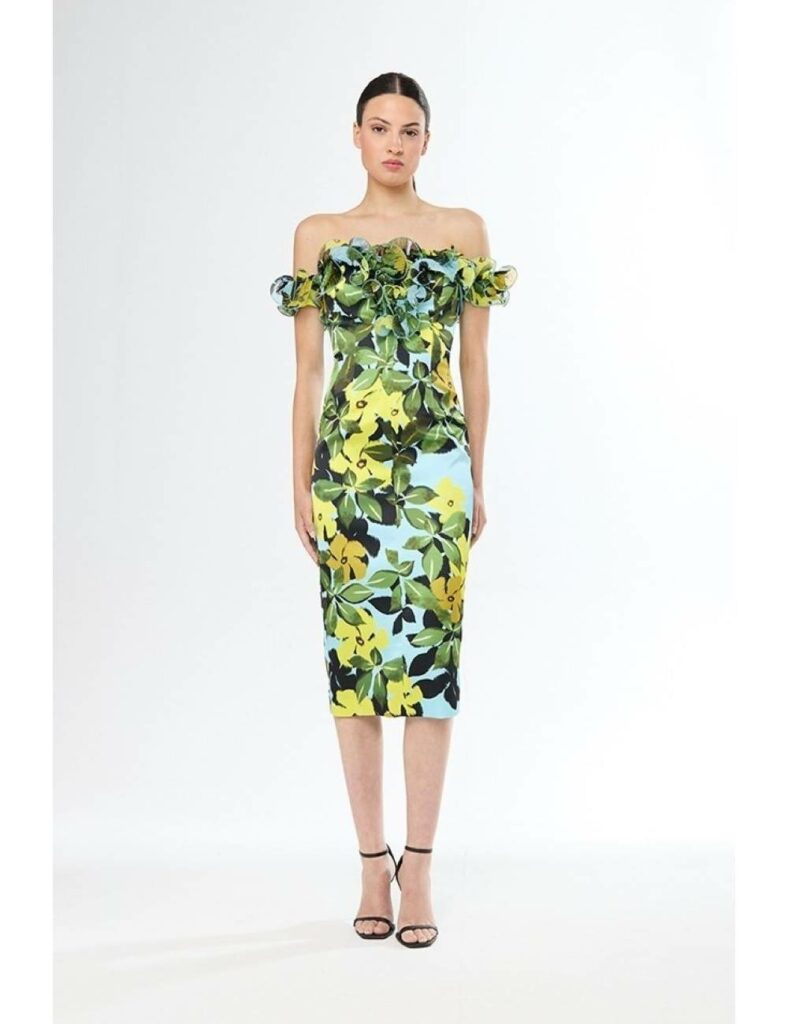 Vestido estampado flores volante